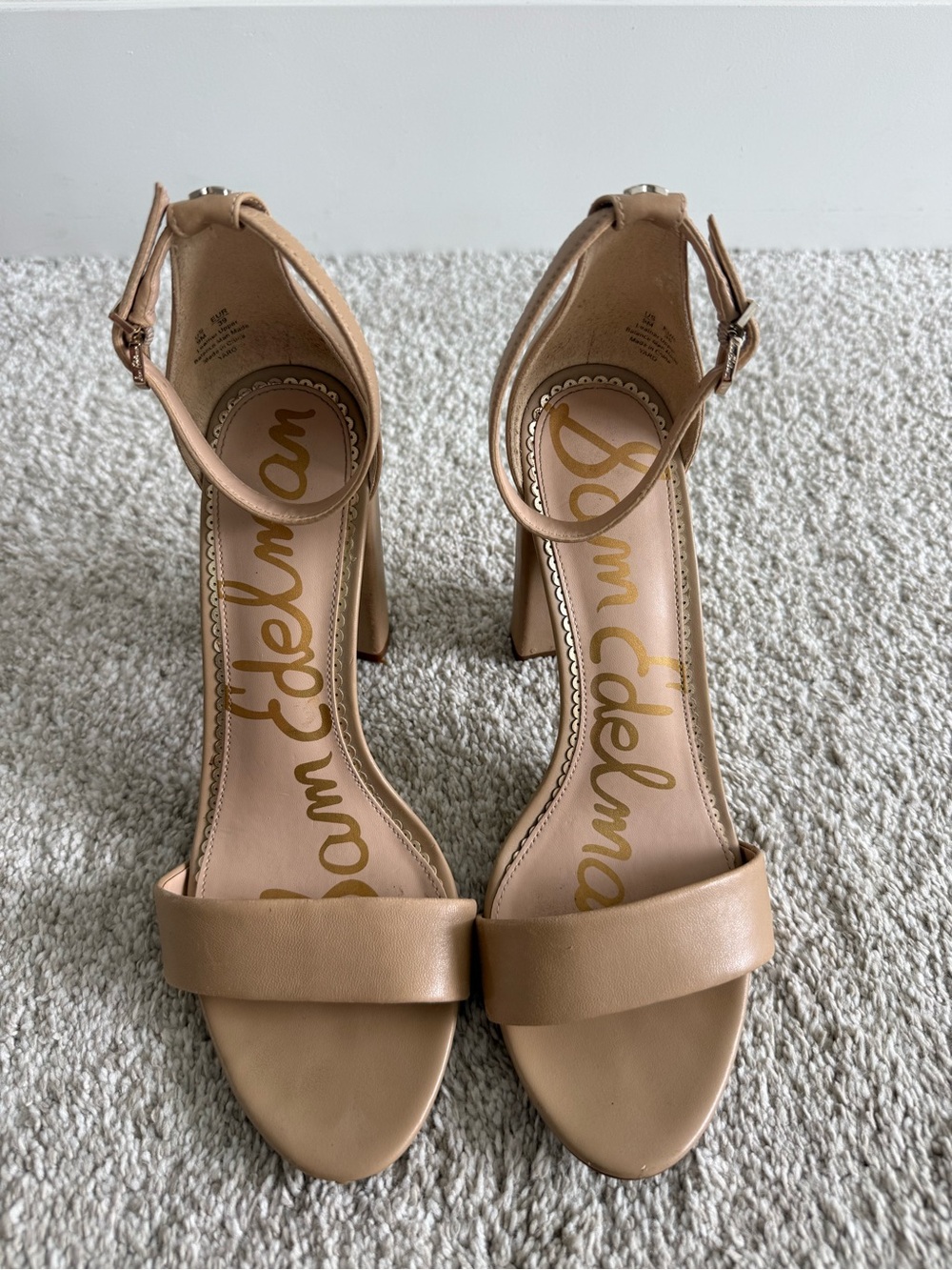 Sam Edelman Beige Ankle-Strap Heels
